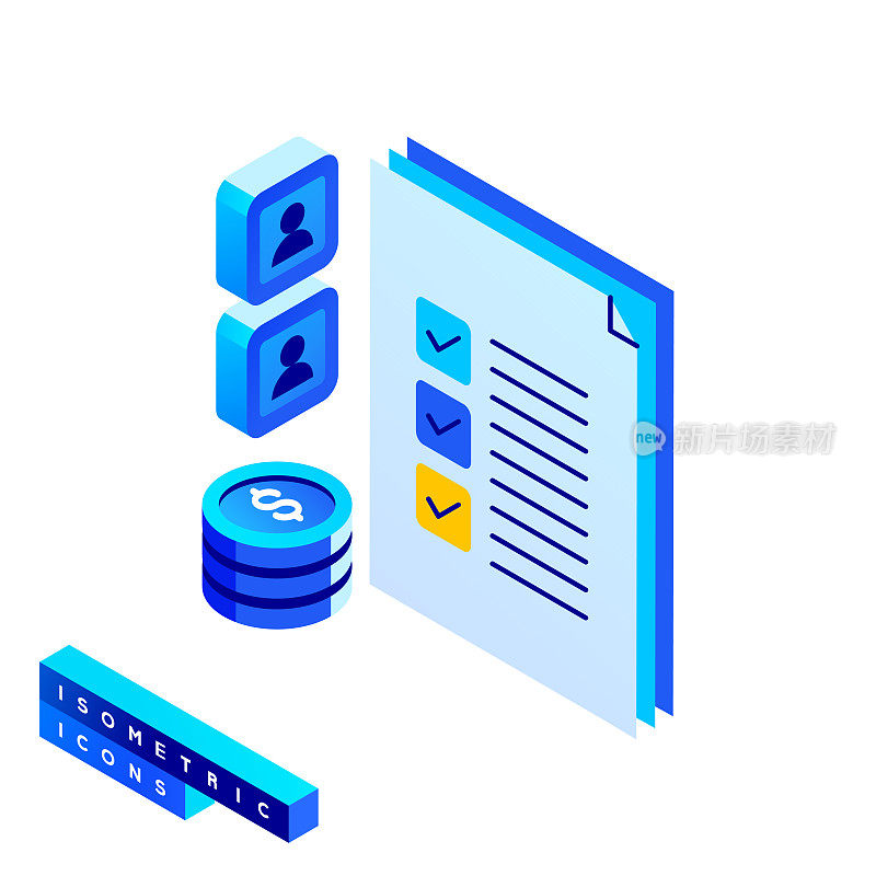 商业计划的矢量插图等距图标和三维设计。