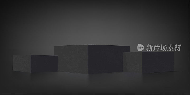 黑色讲台背景或产品展示，矢量3d展台。用于产品展示展示的讲台或平台和逼真的基座