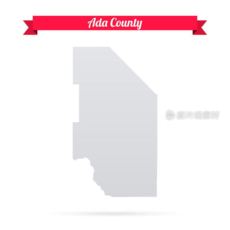 艾达县，爱达荷州。白底红旗地图