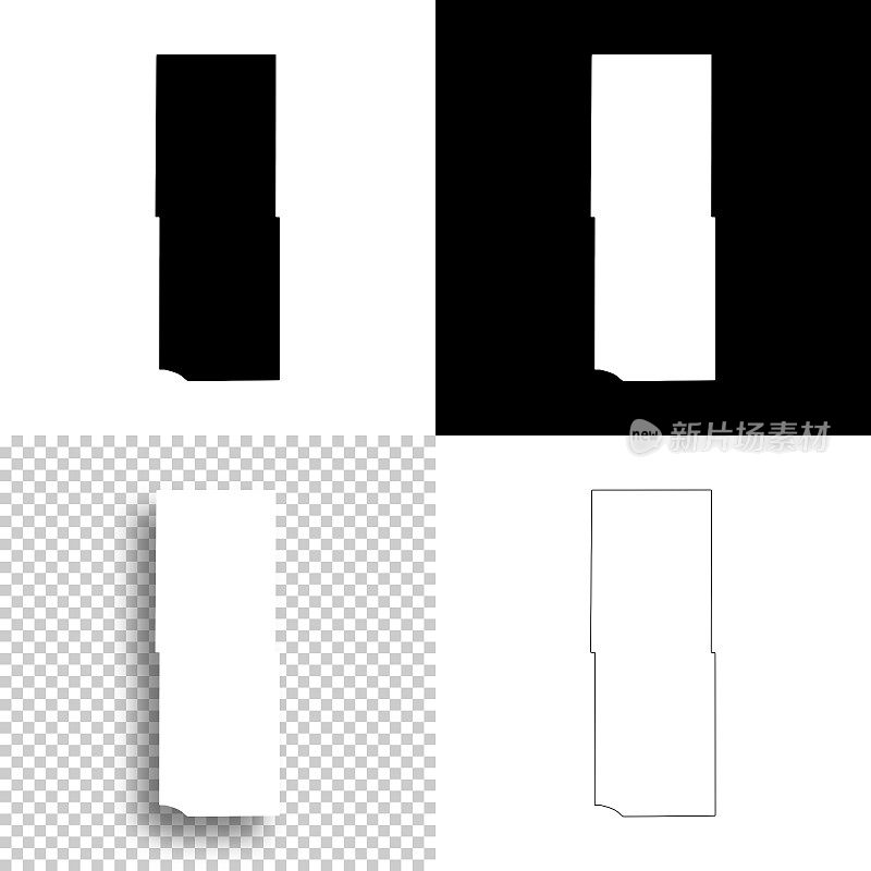 南达科他州海德县。设计地图。空白，白色和黑色背景