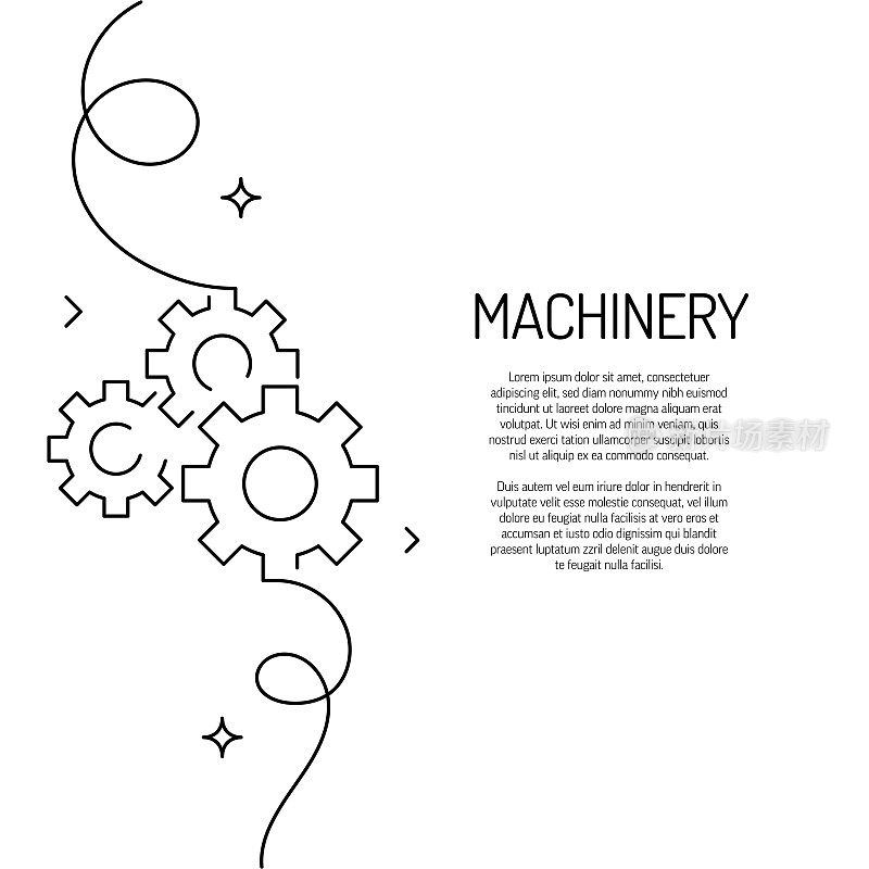 机械图标的连续线条绘制。手绘符号矢量插图。