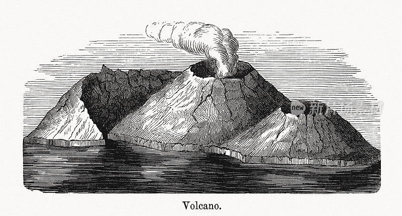 火山岛，西西里岛附近，意大利，木版雕刻，出版于1894年