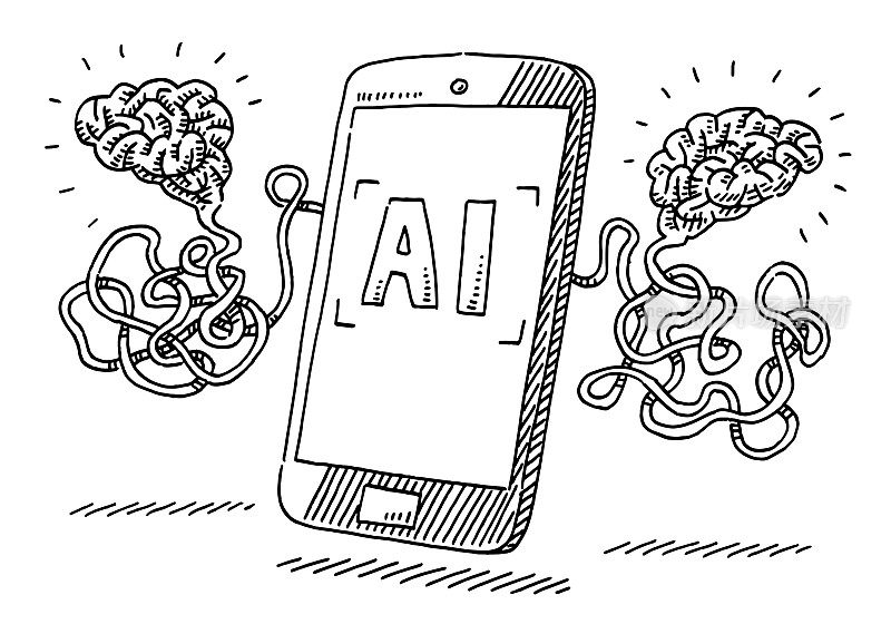 智能手机AI大脑概念图