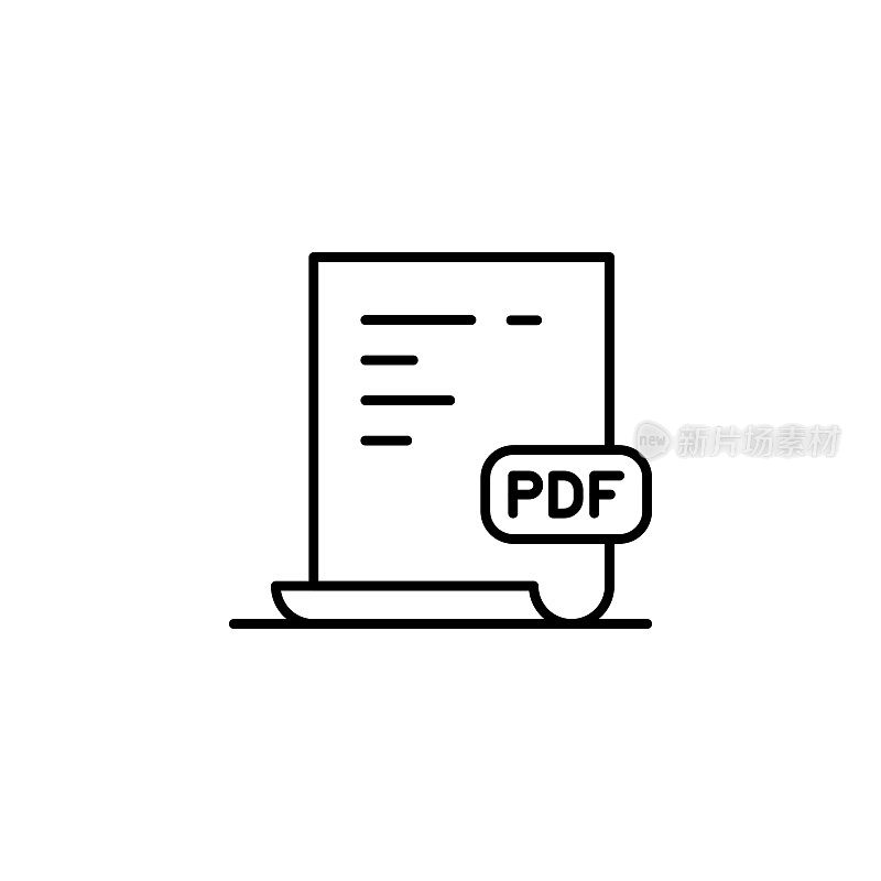 具有可编辑笔画的adobeacrobatpdf文件行图标。Icon适用于网页设计、移动应用、UI、UX和GUI设计。