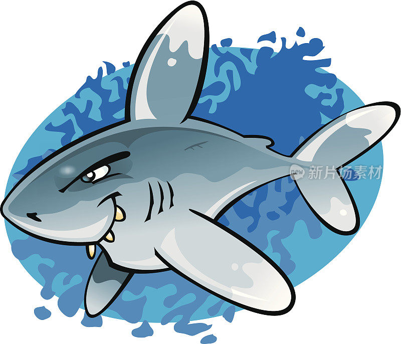 卡通海洋白尖鲨
