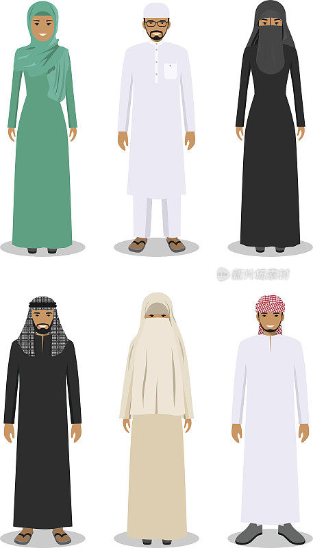 阿拉伯人在传统的穆斯林阿拉伯服装。