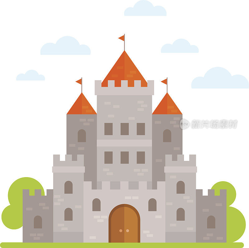 孤立的中世纪扁平城堡