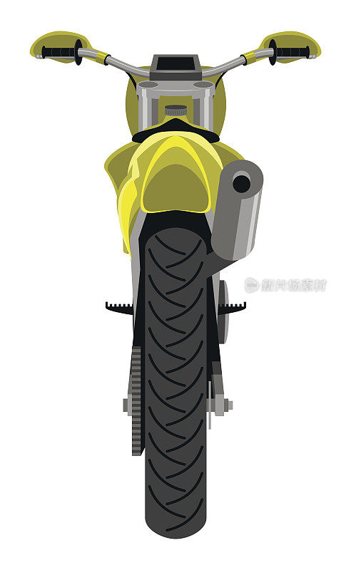 Enduro摩托车后视图孤立矢量插图