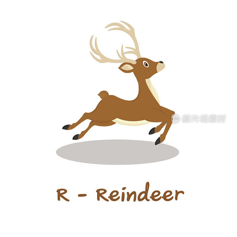 孩子们的独立动物字母，R代表驯鹿