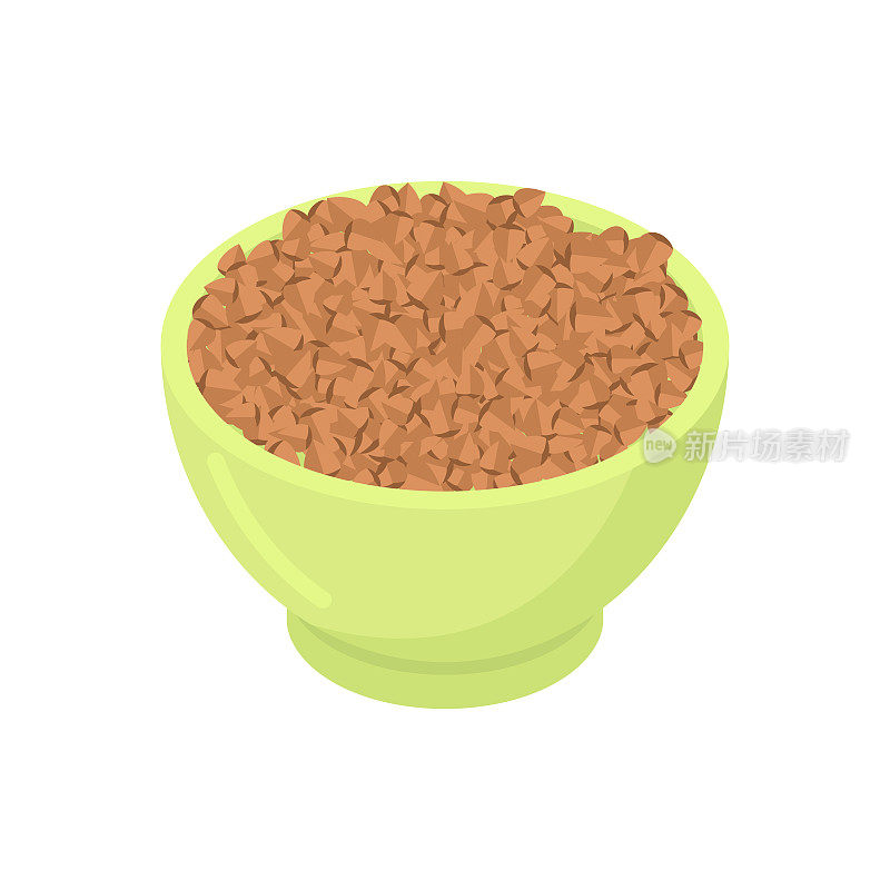 一碗孤立的荞麦谷物。健康的早餐。矢量图