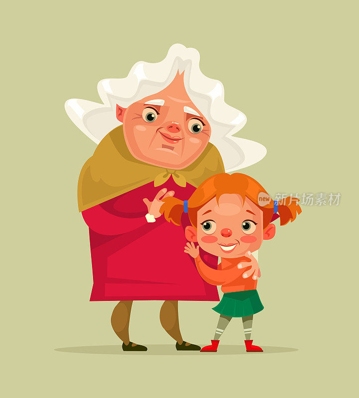 快乐的微笑的祖母和孙女的角色