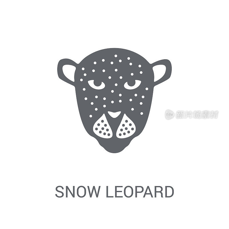 雪豹图标。时尚雪豹标志概念从动物收集白色背景