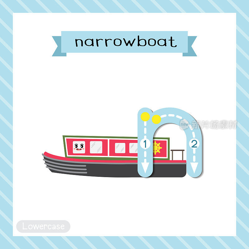字母N小写跟踪。Narrowboat