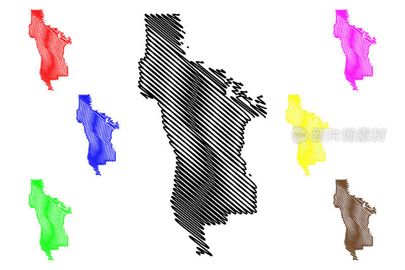 加利福尼亚州圣马特奥县(县在加利福尼亚州，美国，美国，美国)地图矢量插图，涂鸦草图圣马特奥地图