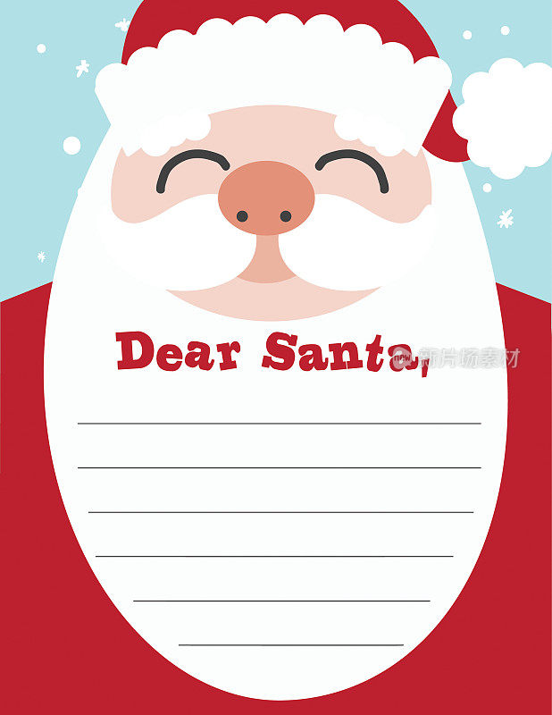 亲爱的圣诞老人信头邮件模板可爱的圣诞老人