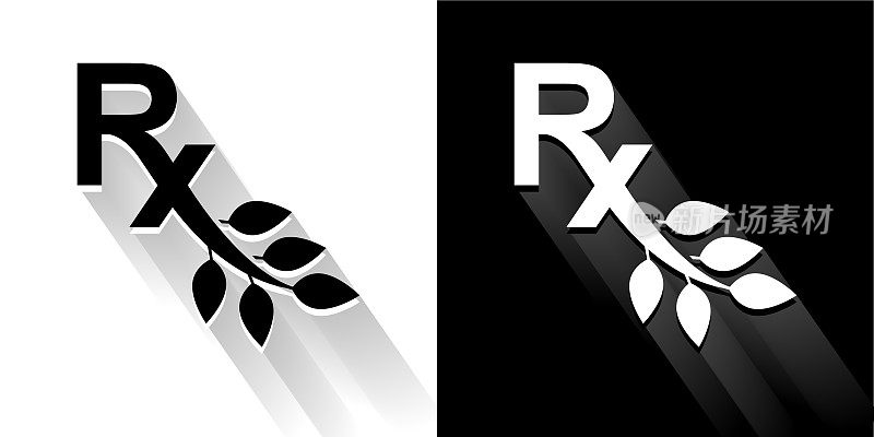 Rx绿色黑色和白色图标与长阴影