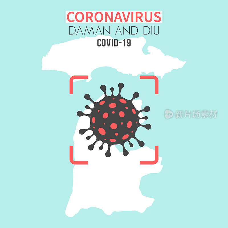 Daman和Diu绘制了冠状病毒(COVID-19)细胞(红色取景器)地图
