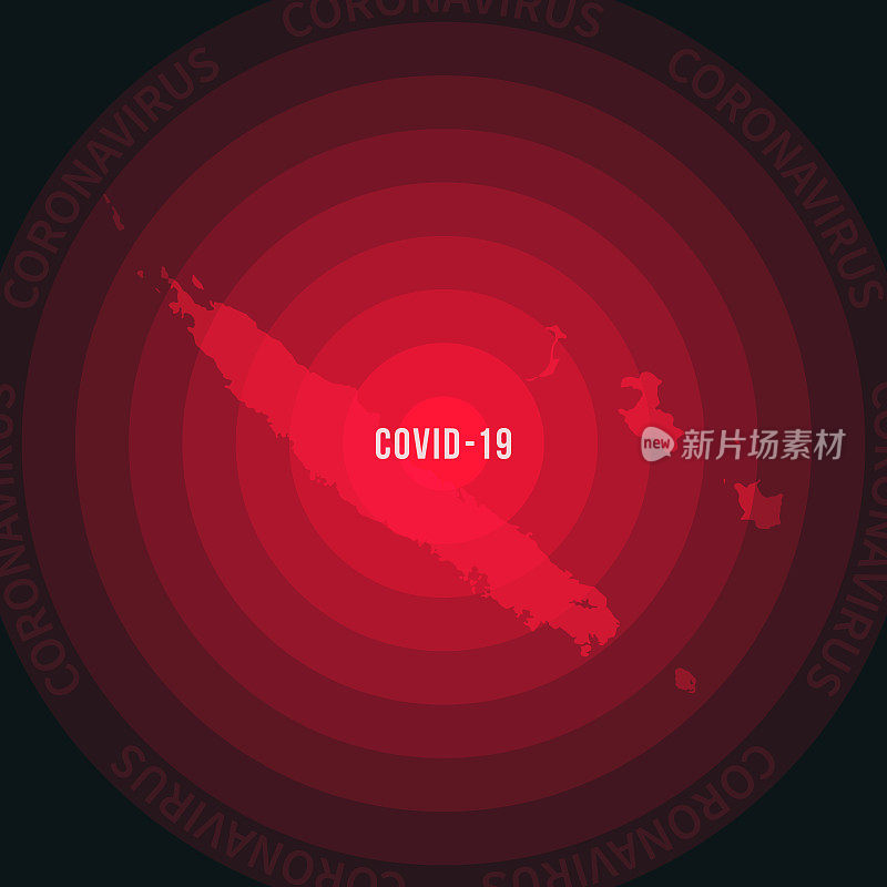 新喀里多尼亚2019冠状病毒病传播地图。冠状病毒爆发
