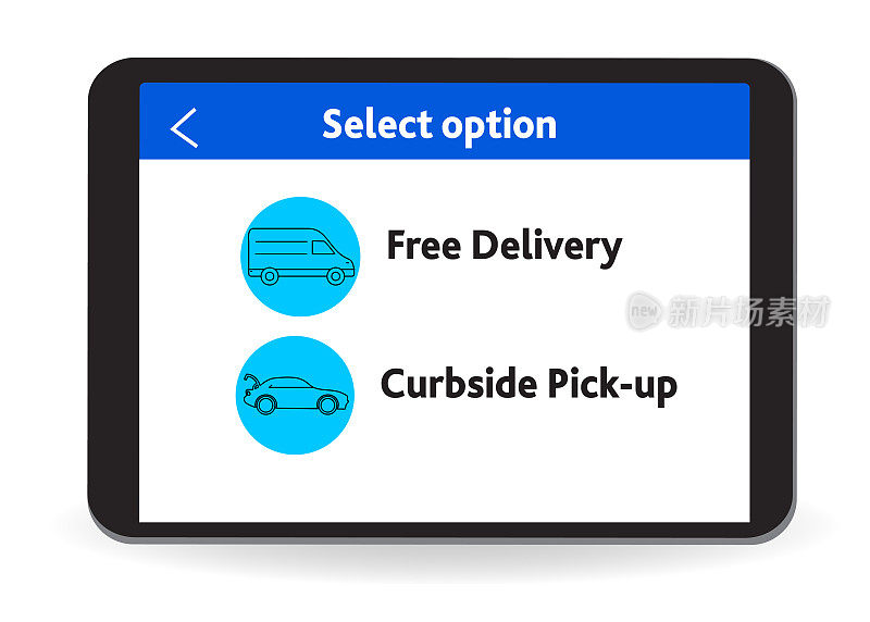 数字平板电脑在平板电脑屏幕上的路边取货和送货界面设计