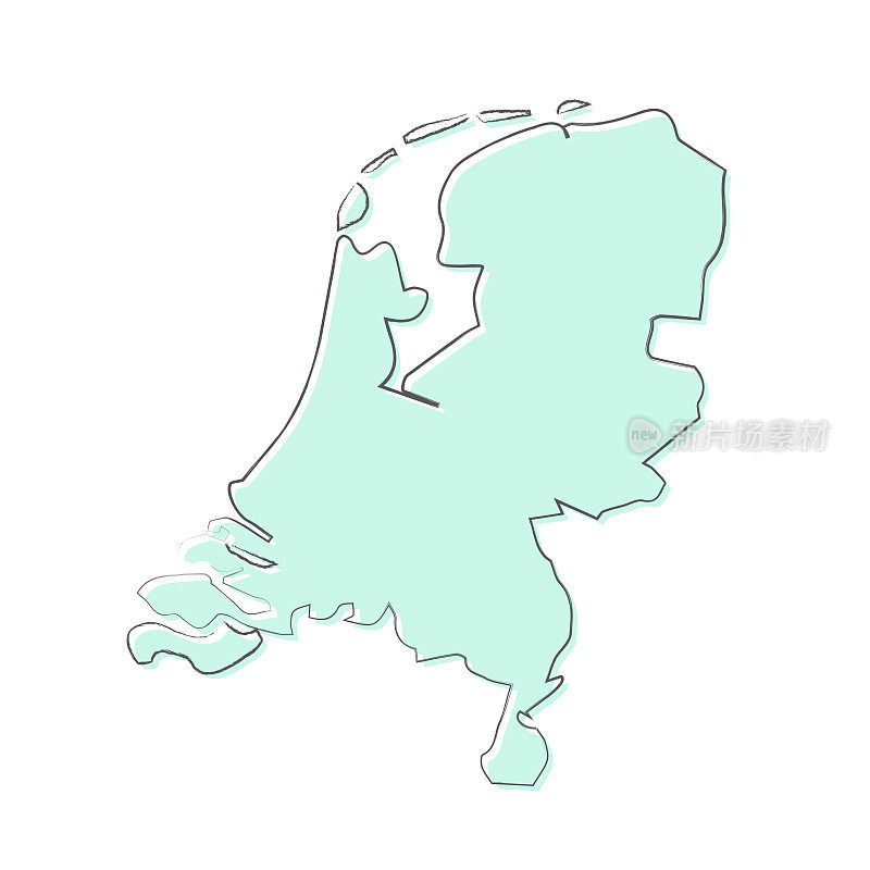 荷兰地图手绘在白色的背景-时尚的设计