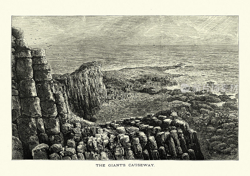 巨人堤道，玄武岩柱，北爱尔兰，19世纪