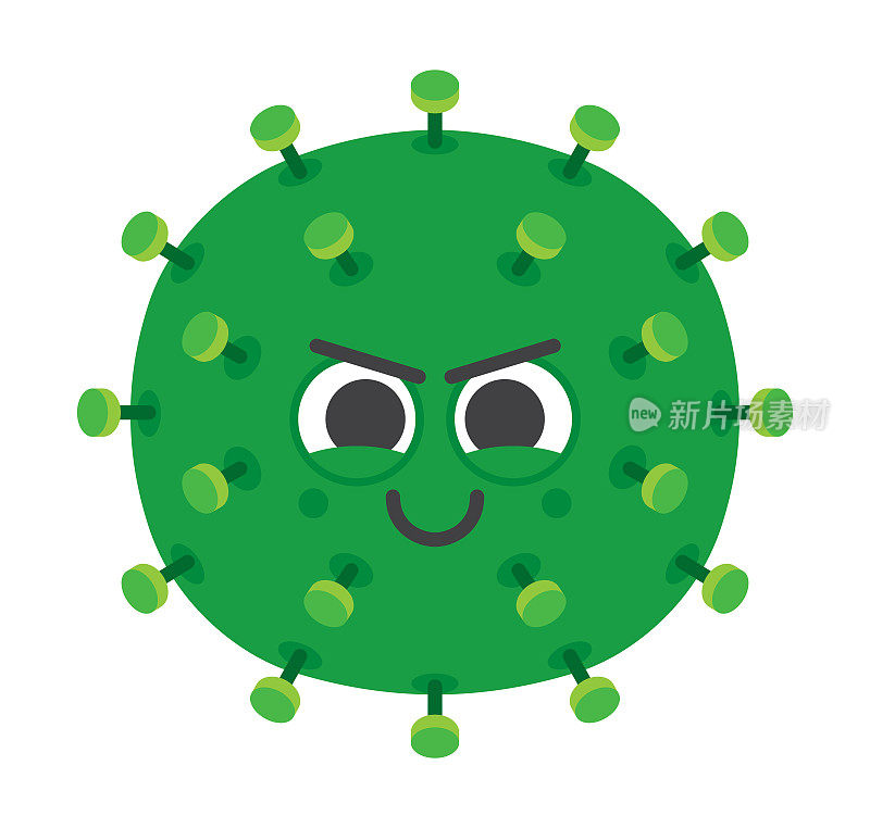 冠状病毒卡通人物Covid-19病毒细菌插图