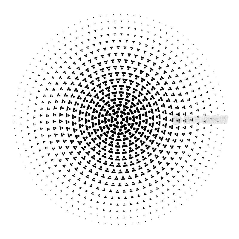 小用户图标在圆形模式,径向大小梯度
