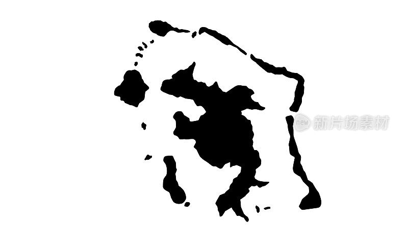 法属波利尼西亚的波拉波拉岛剪影地图