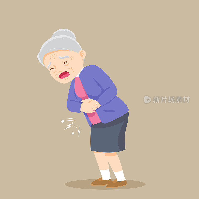 胃痛的老年妇女