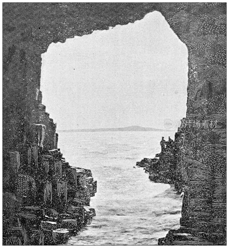 苏格兰古老的旅行照片:斯塔法岛，芬格尔洞穴