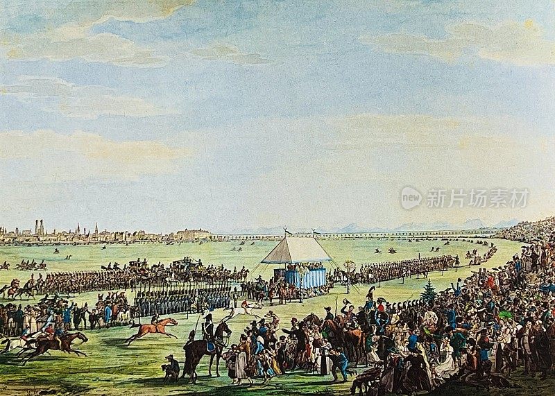 慕尼黑1810年10月17日，特莱西恩威斯河上的第一场赛马比赛