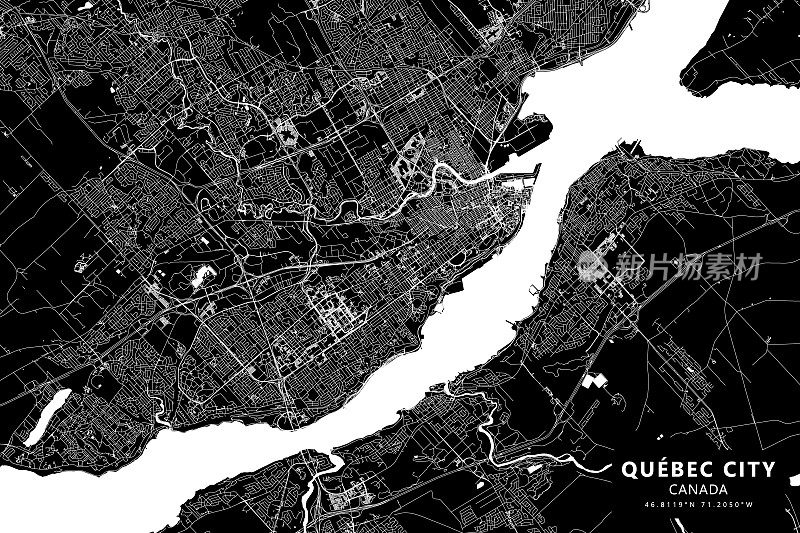 魁北克市，魁北克，加拿大矢量地图