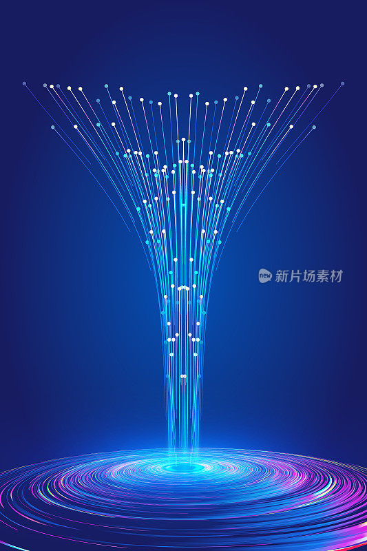 彩色螺旋旋涡发射点线互联网技术背景