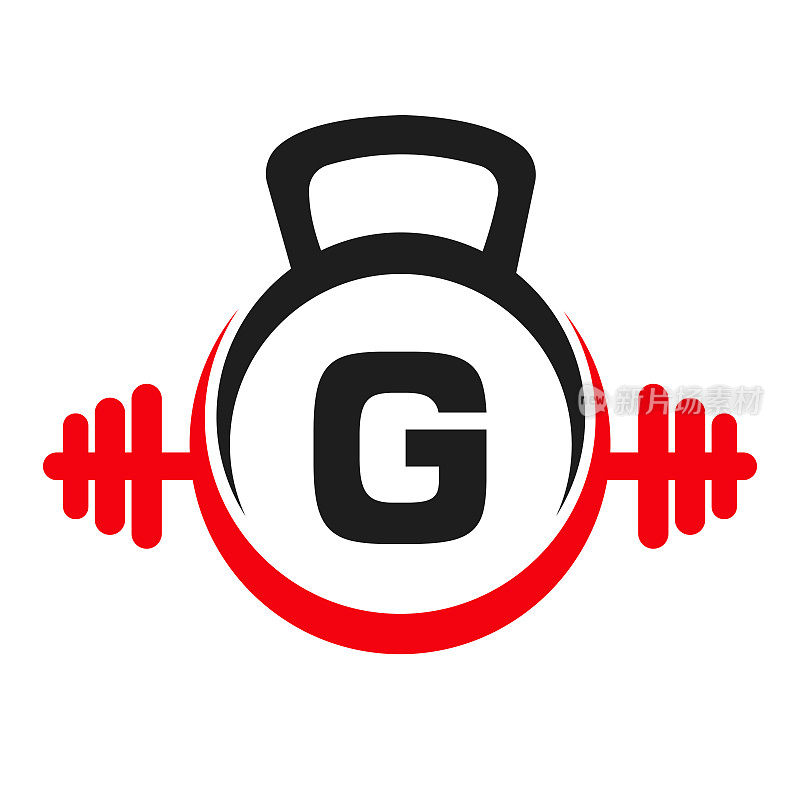 字母G健身标志设计。运动健身房标志图标设计矢量模板