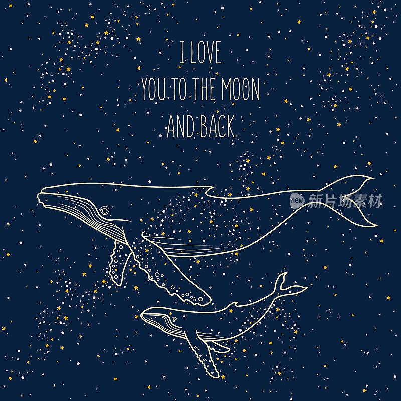 我对你的爱能到月球再回来。海报与鲸鱼