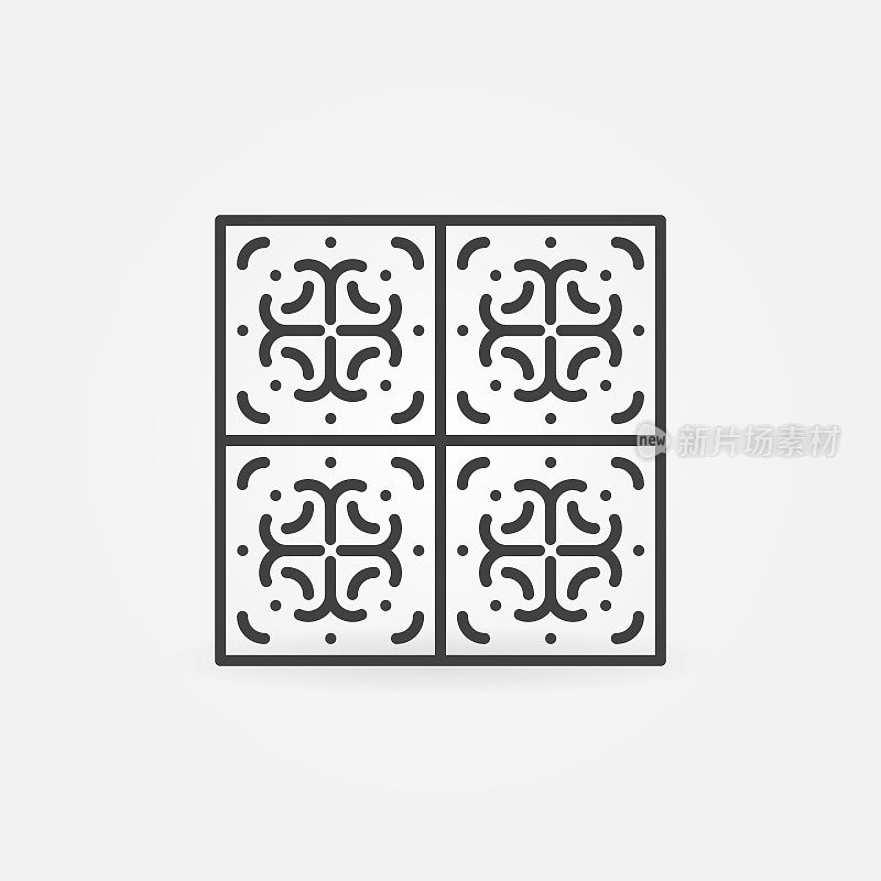 瓷砖轮廓矢量概念可爱的图标或符号