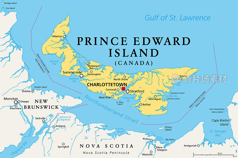 爱德华王子岛，加拿大沿海省份，政治地图