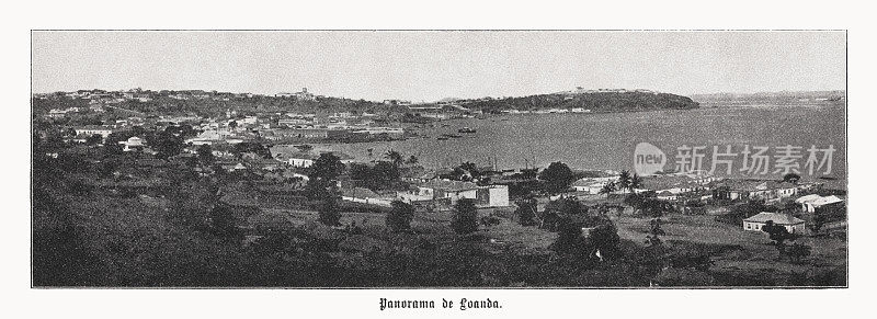 安哥拉罗安达历史全景图，半色调印刷，1899年出版