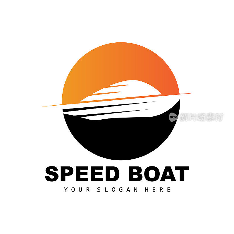 快艇标志，快速货船矢量，帆船，船舶制造公司设计，水路航运，海上车辆，运输