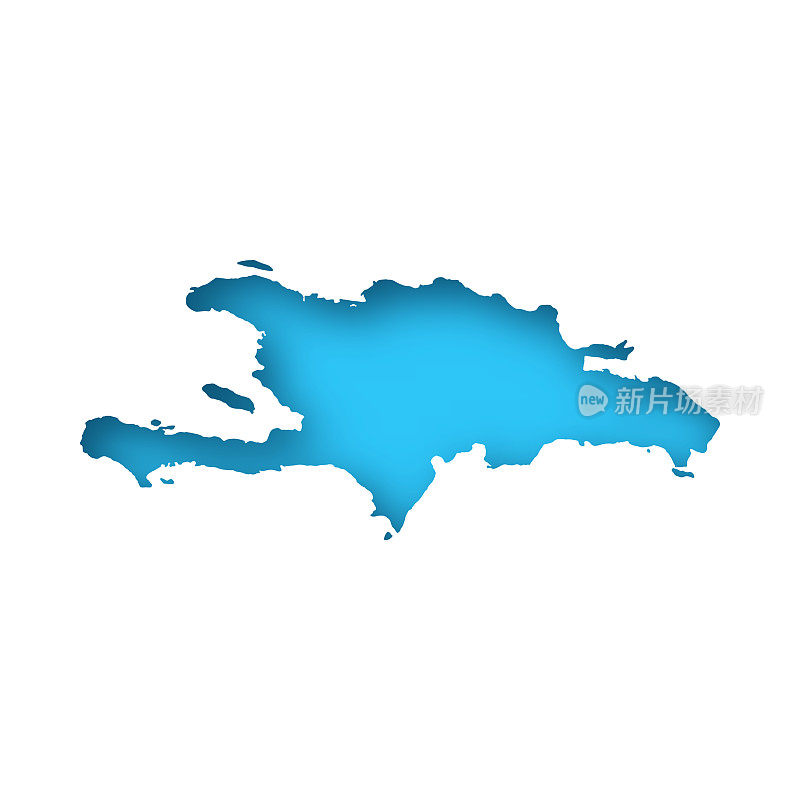 伊斯帕尼奥拉岛地图-白纸，蓝色背景