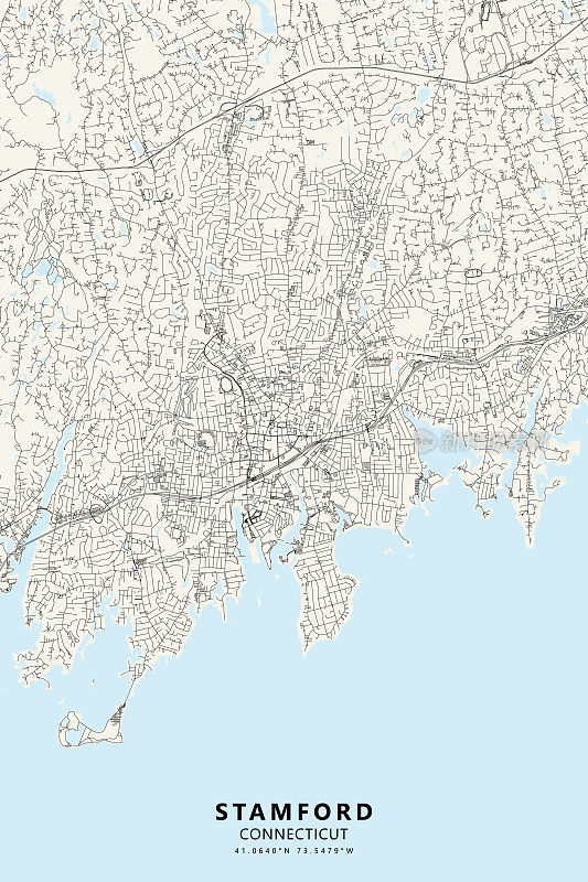 斯坦福德，康涅狄格州，美国矢量地图