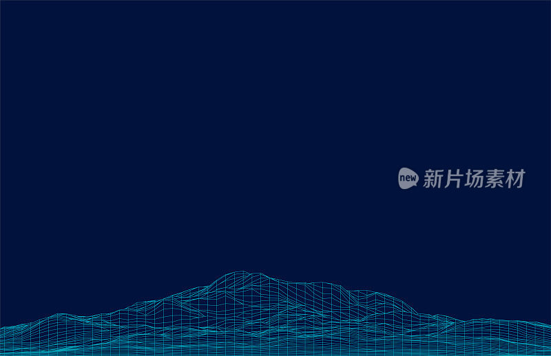 蓝色网络空间山地景观线框地形技术格局背景