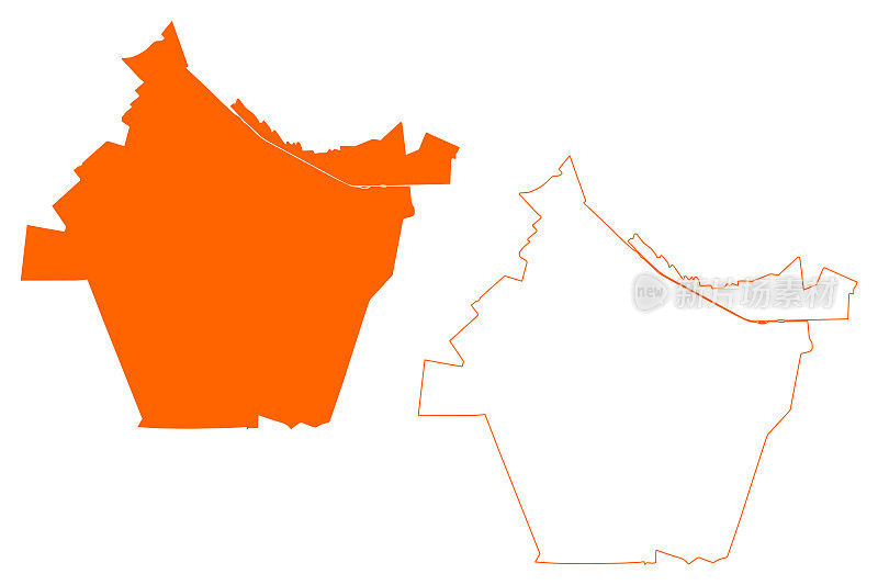 Hilvarenbeek市(荷兰王国，荷兰，北布拉班特省或北布拉班特省)地图矢量插图，涂鸦草图地图