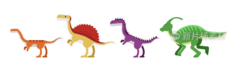 恐龙动物侏罗纪时期动物群矢量集