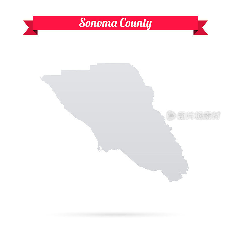 加州索诺玛县。白底红旗地图