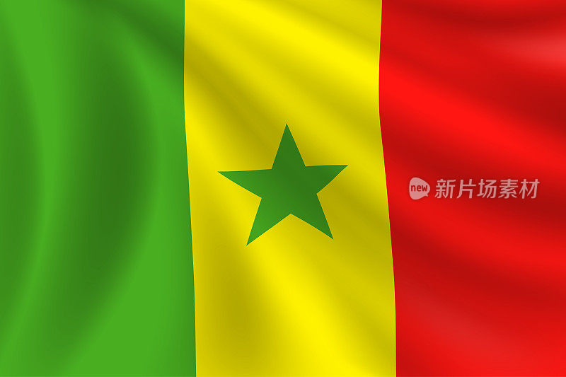 塞内加尔国旗。塞内加尔的旗帜。矢量标志背景。股票插图