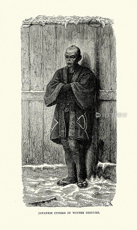 日本男人的冬季服装，维多利亚日本历史时尚19世纪