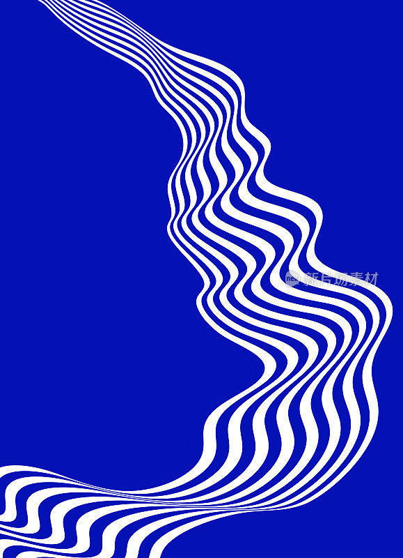矢量简单的波纹波浪流动条纹丝带蓝色背景