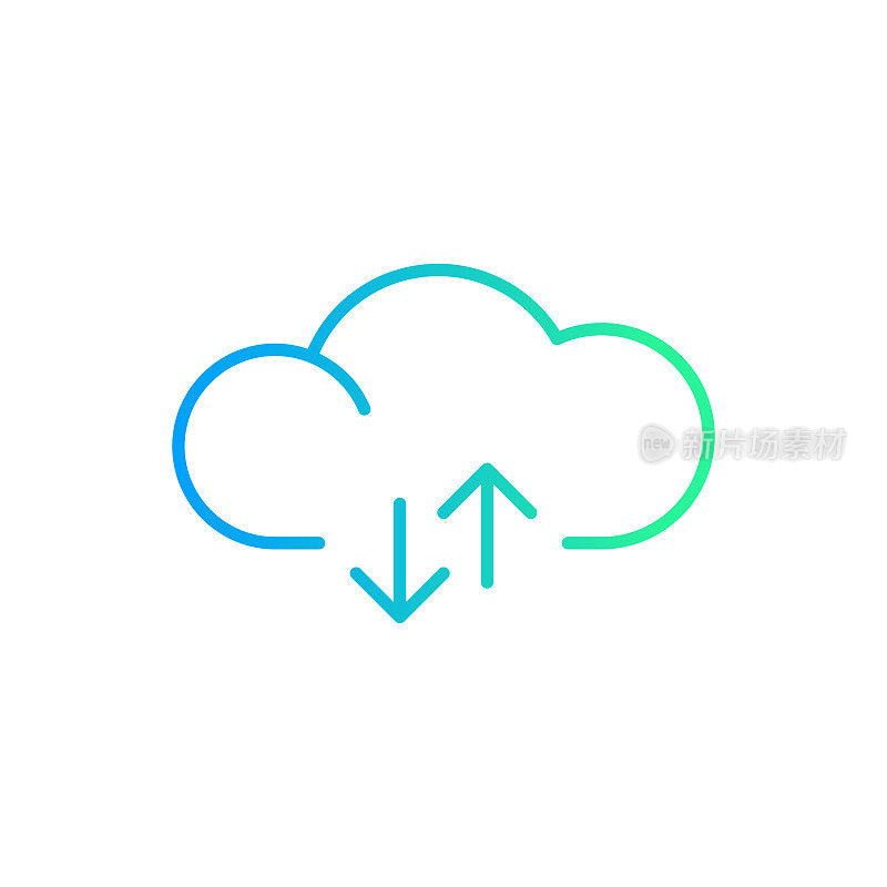 云计算发送和接收梯度线图标。Icon适用于网页设计、移动应用、UI、UX和GUI设计。