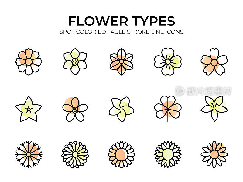 花类型线图标集